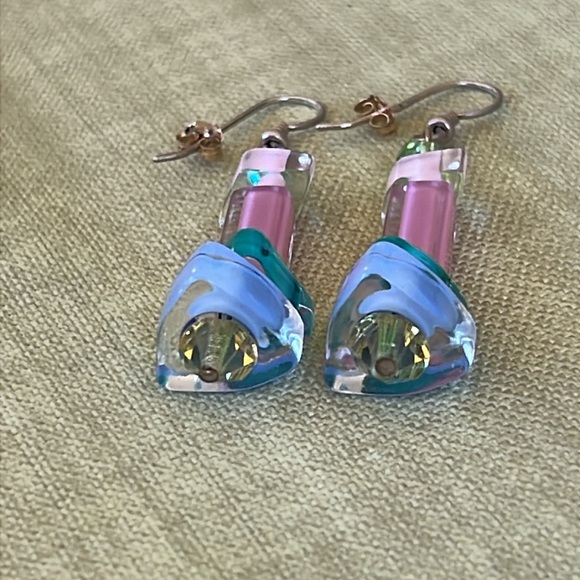 Vintage Czech Glass Handmade Dangle Earrings - Picture 6 of 6